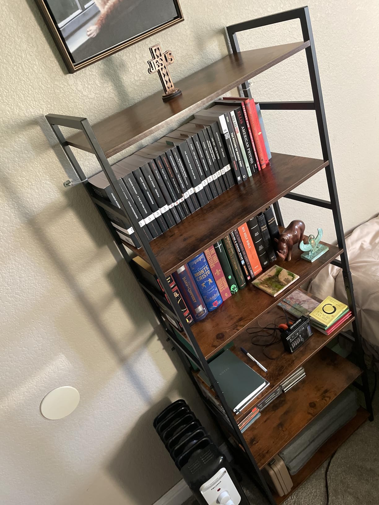 NUMENN 5 Tier Bookshelf, Tall Bookcase Shelf Storage Organizer, Modern Book Shelf for Bedroom, Living Room and Home Office, Vintage customer photo 2
