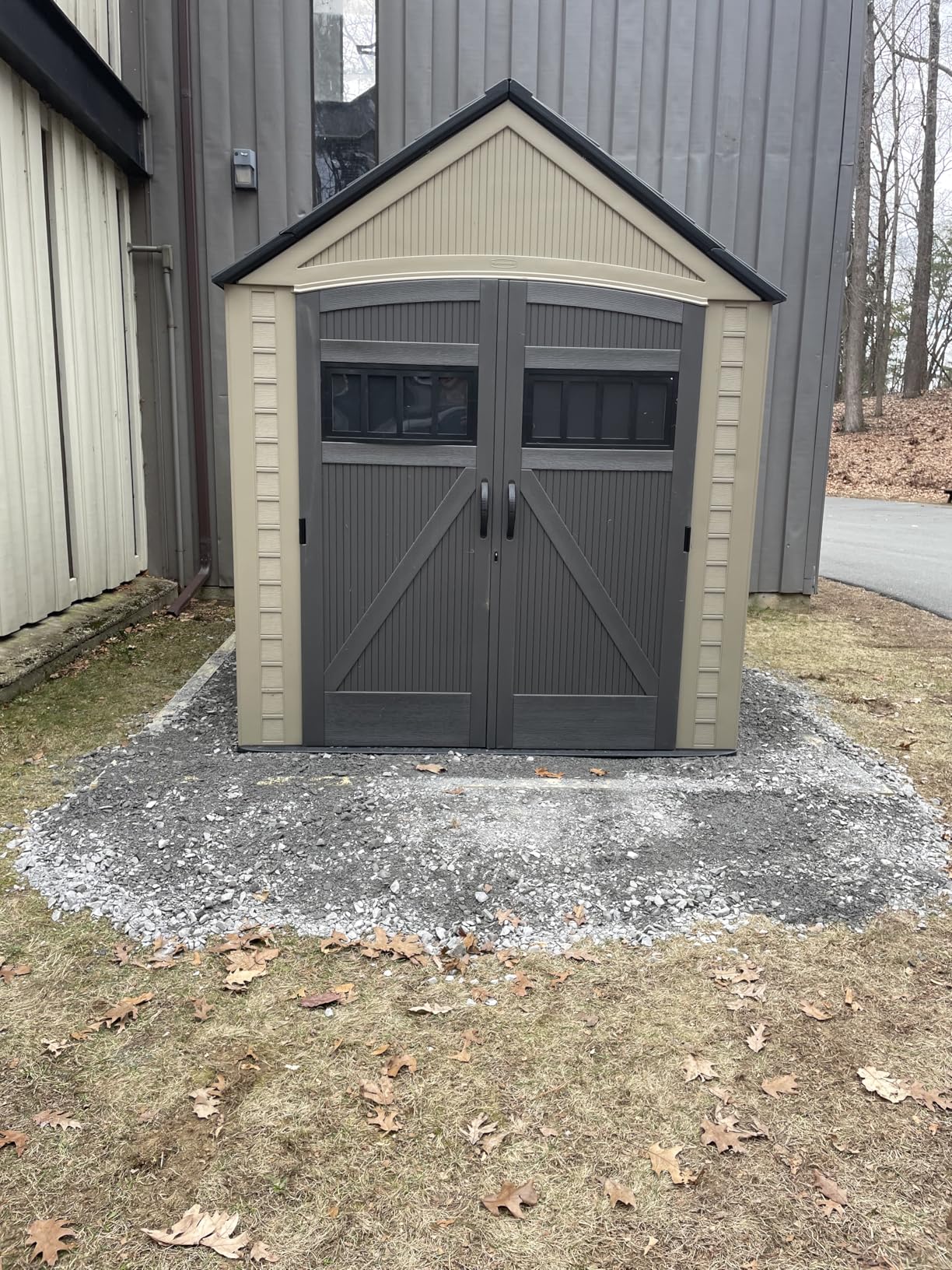 Rubbermaid 7 Foot by 7 Foot Weatherproof Outdoor Storage Shed for Garden Tools and Lawn Machinery Organization with Lockable Double Door Sandstone customer photo 2