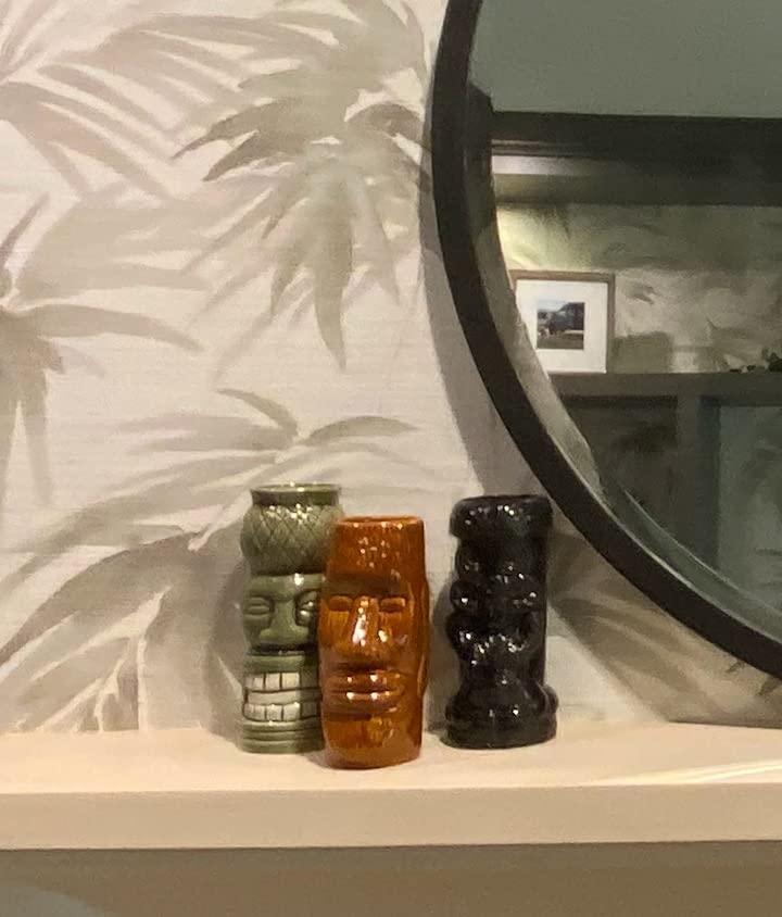 LINALL Tiki Mugs Cocktail Set of 4 - Large Ceramic Hawaiian Party Mugs Drinkware, Cute Exotic Cocktail Glasses, Tiki Bar Professional Hawaiian Party Barware, TKSET0012 (4 pack) customer photo 1