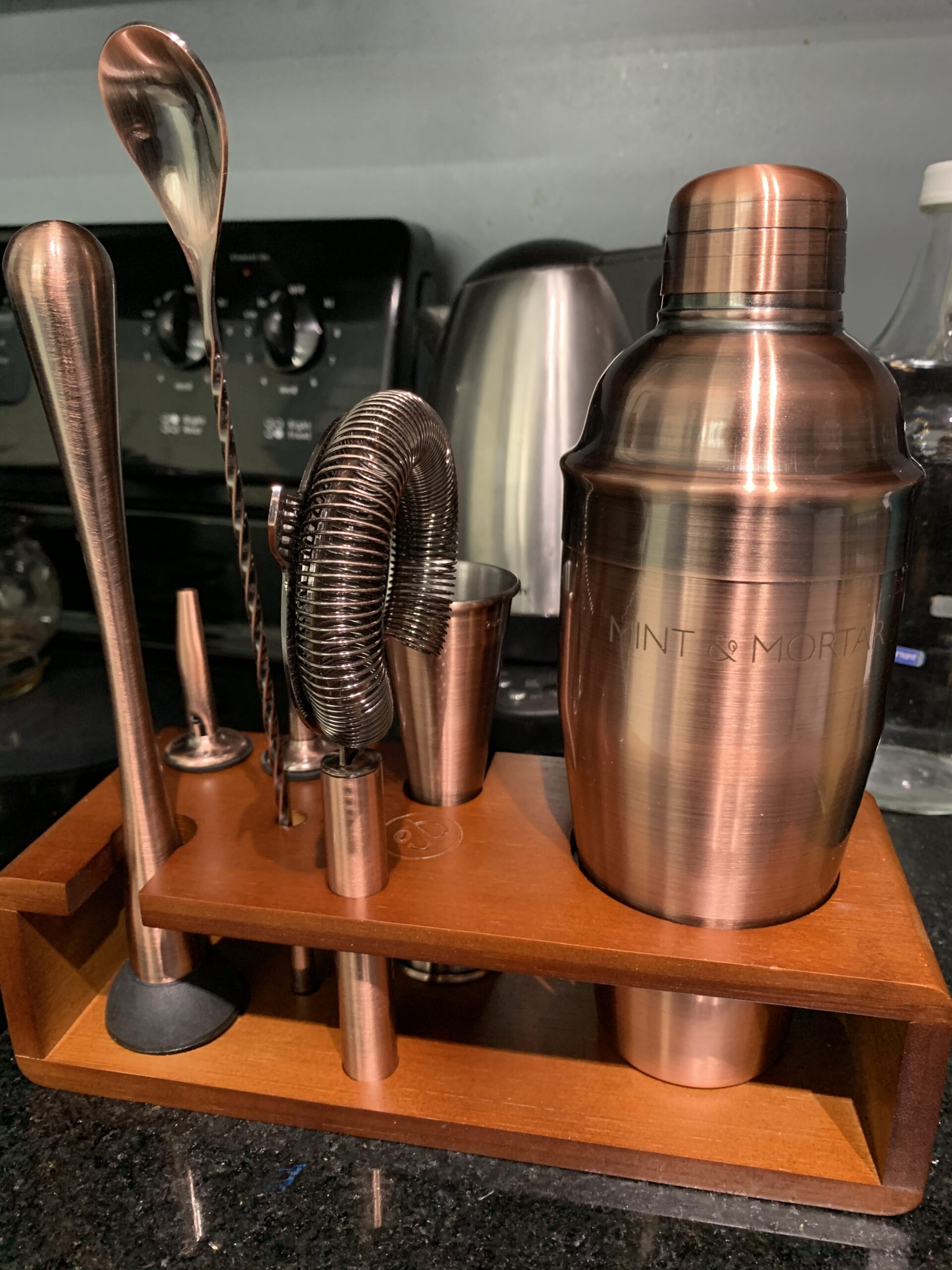 Cocktail Shaker Set - 7-Piece Stainless Steel Bartender Kit with Premium Bamboo Stand for Home Bartending - All-in-One Mixology Set for Beginners & Pros (Brushed Copper) customer photo 1
