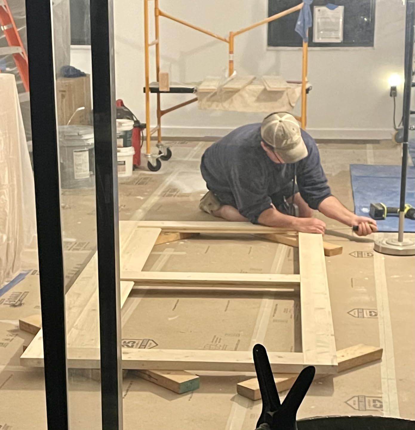 EaseLife 36in x 84in Sliding Barn Wood Door, Interior Doors, DIY Assembly, Solid Natural Spruce Panelled Slab, Easy Install, Apply to Rooms & Storage Closet, H-Frame customer photo 1