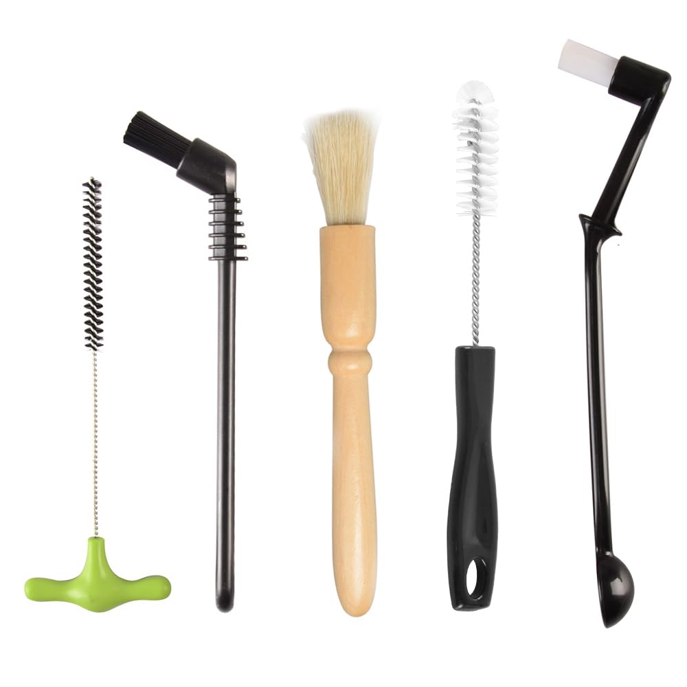 Espresso Machine Cleaning Brush Set - CAFEMASY 5 Pieces Coffee Cleaning Brush Natural Bristles Wooden Brush for Coffee Grinder and Nylon Brush for Espresso Machine Cleaning customer photo 1