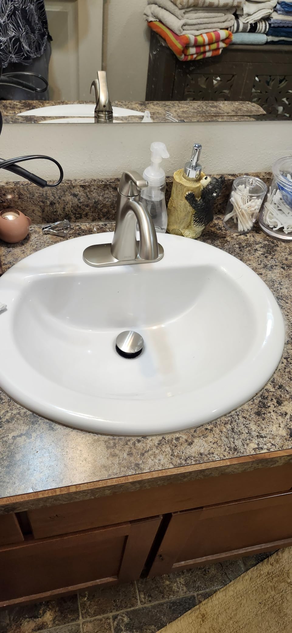 Delta Arvo Brushed Nickel Bathroom Faucet 1 Hole, Single Hole Bathroom Sink Faucet for Vanity, Push-Pop Drain Assembly, Spotshield Stainless 15840LF-SP customer photo 2