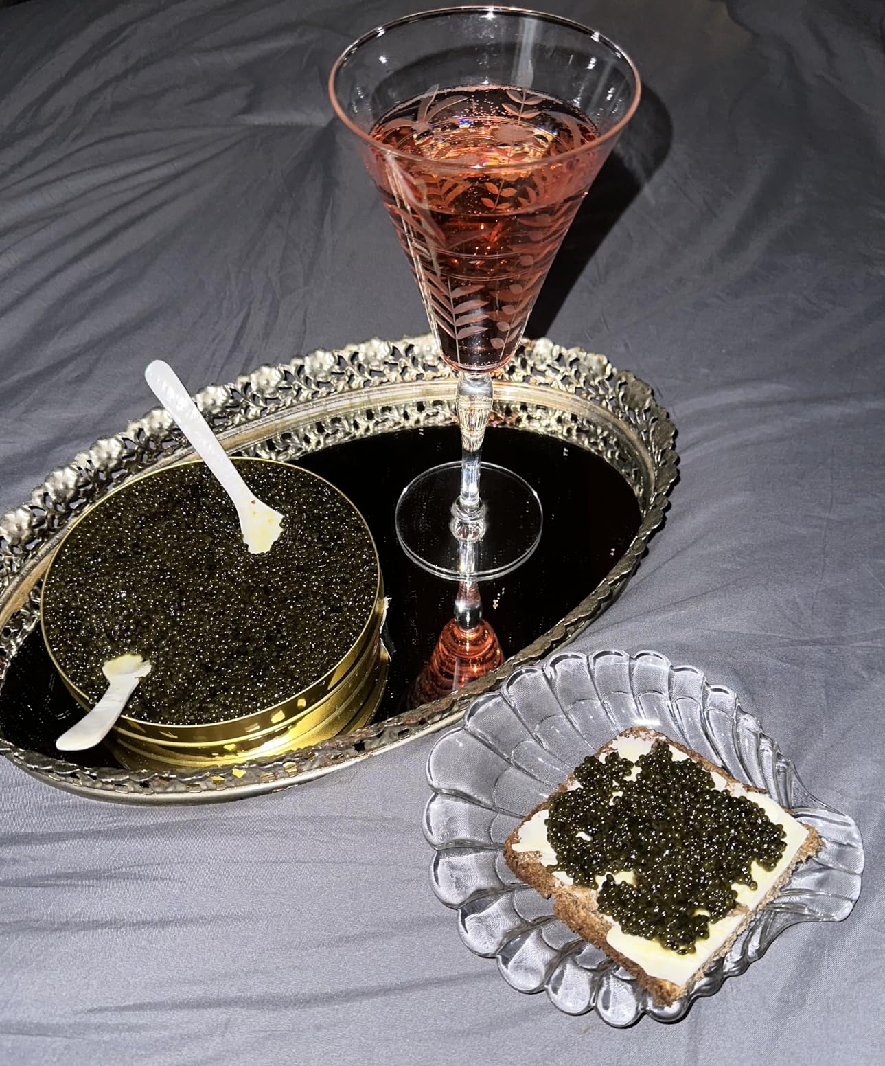 BESTER CAVIAR Premium Osetra Sturgeon Caviar Trio Set - 3 Tins (1.06 oz Each) with 3 Mother of Pearl Spoons customer photo 1