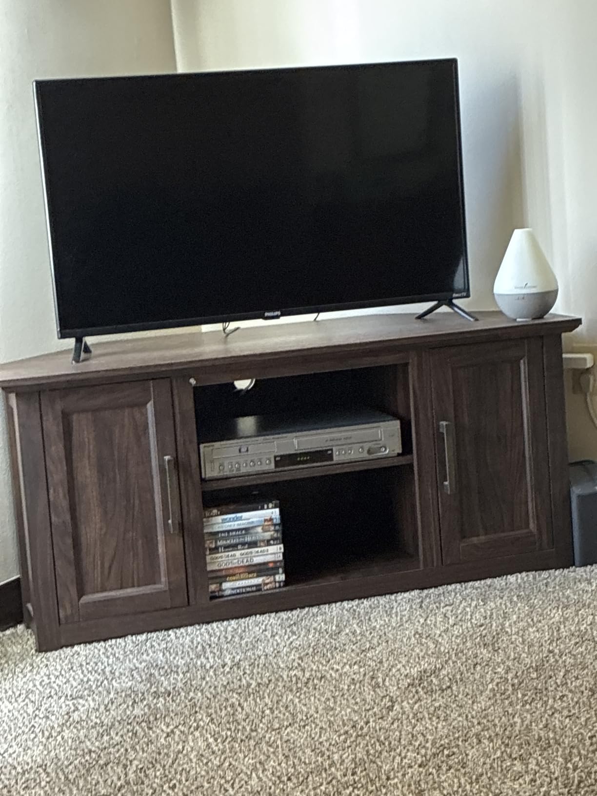 Crosley Furniture Camden Corner TV Stand for 65+ inch TVs, Entertainment Center with Storage Shelves, Dark Walnut customer photo 2