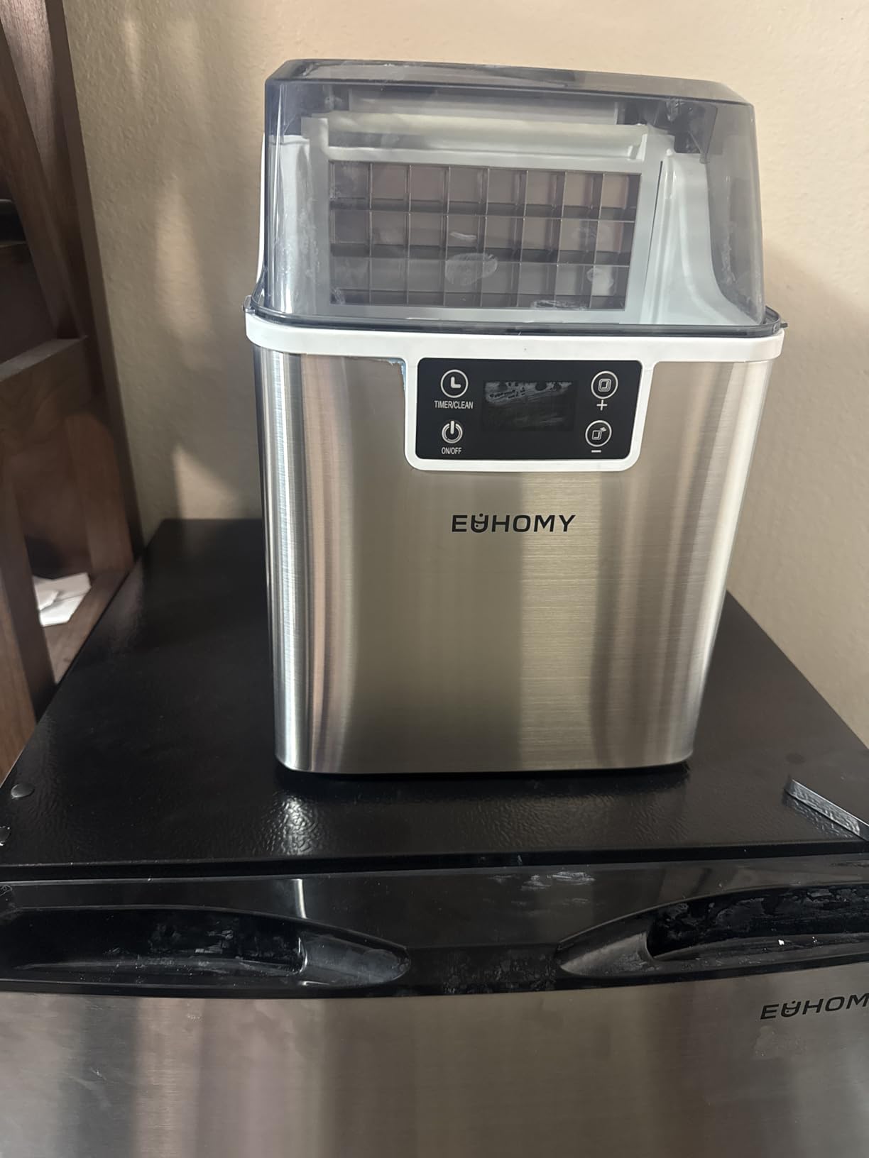 EUHOMY Ice Cube Maker Machine Countertop, 2 Ways to Add Water, 45Lbs/Day 24 Pcs Ready in 13 Mins, Self-Cleaning Portable Compact, with Ice Scoop & Basket customer photo 1
