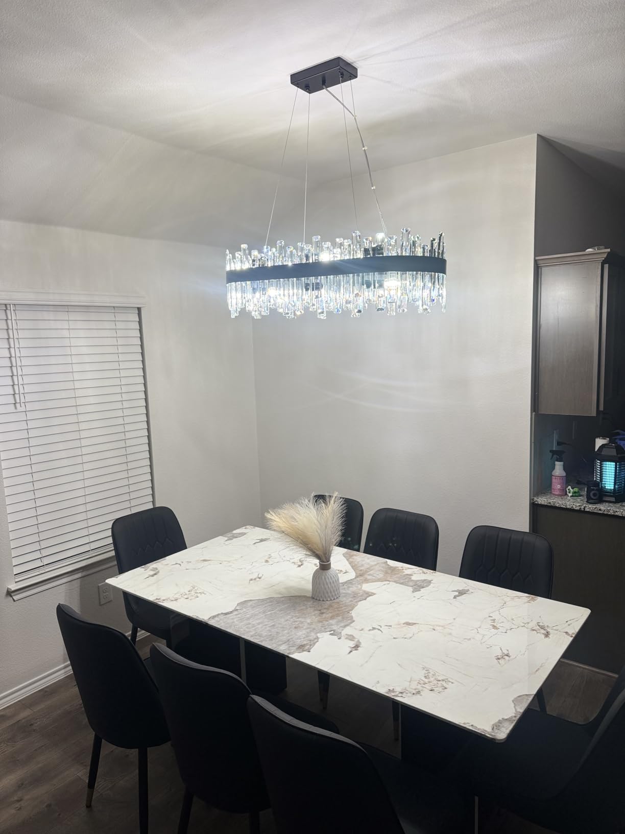 Siljoy Modern Crystal Chandelier, 16-Light Luxury Brass Gold 2-Tiers K9 Crystal Raindrop Chandelier Dimmable Crystal Pendant Ceiling Light for Dining Living Room Kitchen Island Entry Foyer D31.5'' customer photo 1