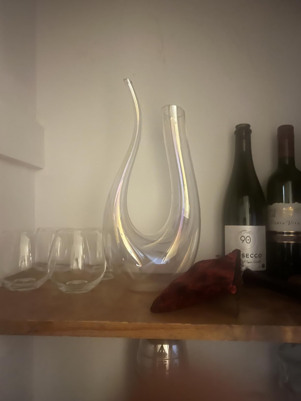 Wine Decanter Set, 1200ml Red Wine Iridescent Carafe With Bottle Opener, Stopper, Cleaning Beads and Wine Pour, Colorful Wine Aerator Gift Set, Lead-free Crystal Glass customer photo 1