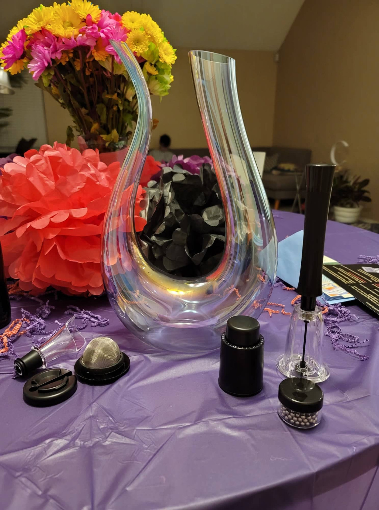 Wine Decanter Set, 1200ml Red Wine Iridescent Carafe With Bottle Opener, Stopper, Cleaning Beads and Wine Pour, Colorful Wine Aerator Gift Set, Lead-free Crystal Glass customer photo 2