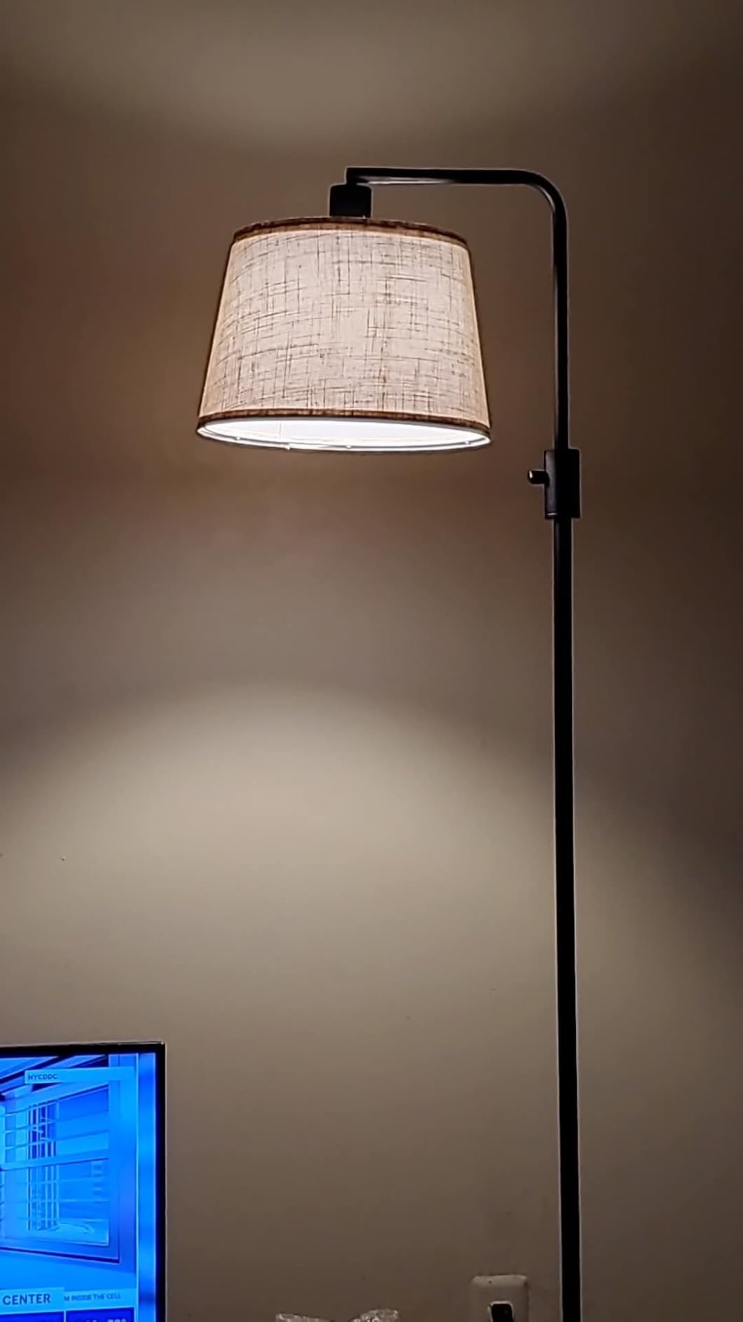 Nintiue Dimmable Floor Lamp, 1000 Lumens LED Edison Bulb Included, Arc Floor Lamps for Living Room Modern Standing Lamp with Linen Shade (Black) customer photo 1