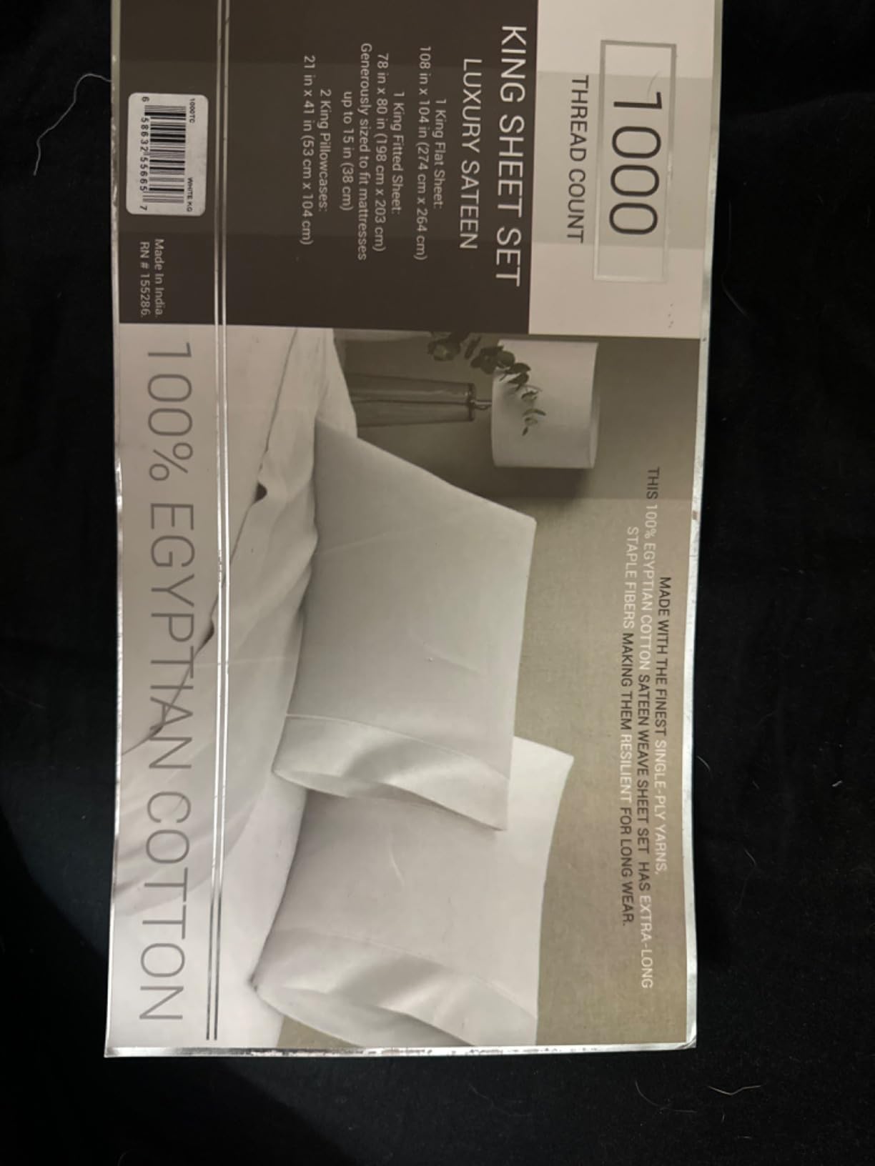 LANE LINEN 100% Egyptian Cotton King Sheets Set - 4 Piece Sateen Weave Bed Sheets, Ultra Soft, 16