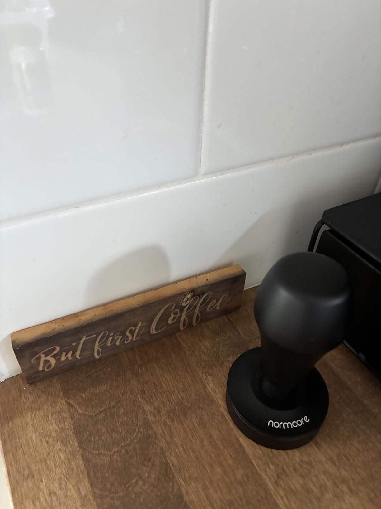 Normcore 58.5mm Coffee Tamper V4 - Spring-Loaded Tamper with 15lb / 25lb / 30lbs Replacement Springs - Anodized Aluminum Handle and Stand - Stainless Steel Flat Base, Black customer photo 1
