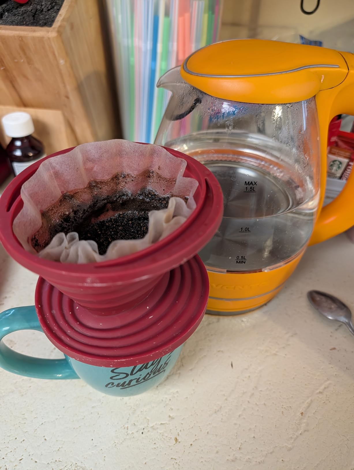 Attsky Collapsible Pour Over Coffee Dripper for Camp Coffee, Reusable Silicone Coffee Filter Holder for Camping Red customer photo 2