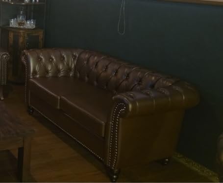 ORRD Chesterfield Sofa Velvet, Modern Tufted Couch 3 Seater with Rolled Arms and Nailhead for Living Room, Bedroom, Office, Apartment (Green) customer photo 2