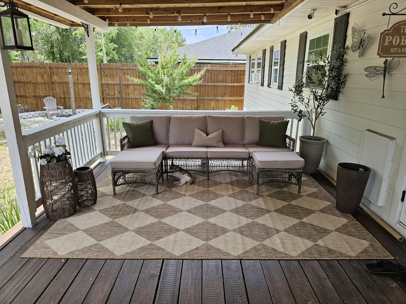 nuLOOM Outdoor Performance Collection Sabina Trellis Brown/Ivory, 8' x 10', Soft and Cozy, High Traffic, Stain Resistant customer photo 2