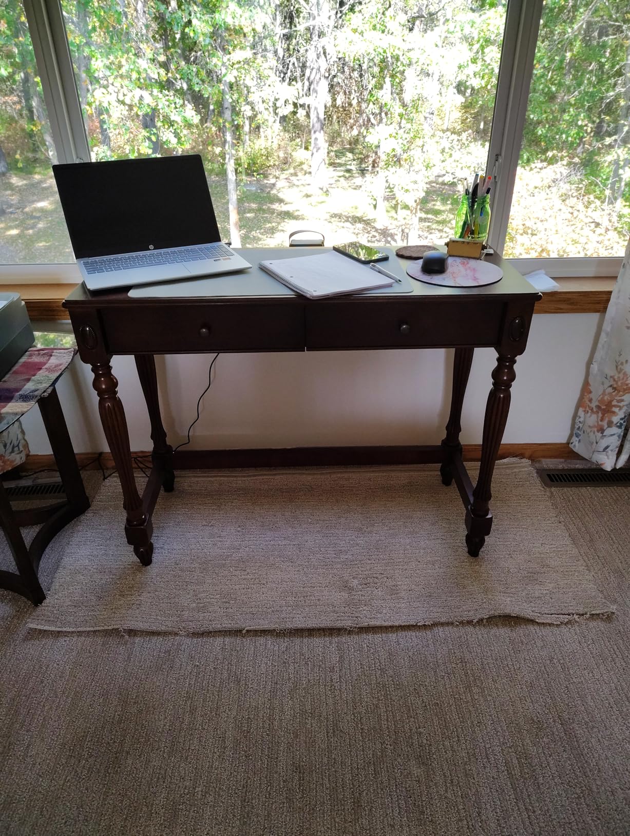 LEEMTORIG Vintage Solid Wood Writing Desk, Small Secretary Desk with 2 Drawers, 39.4