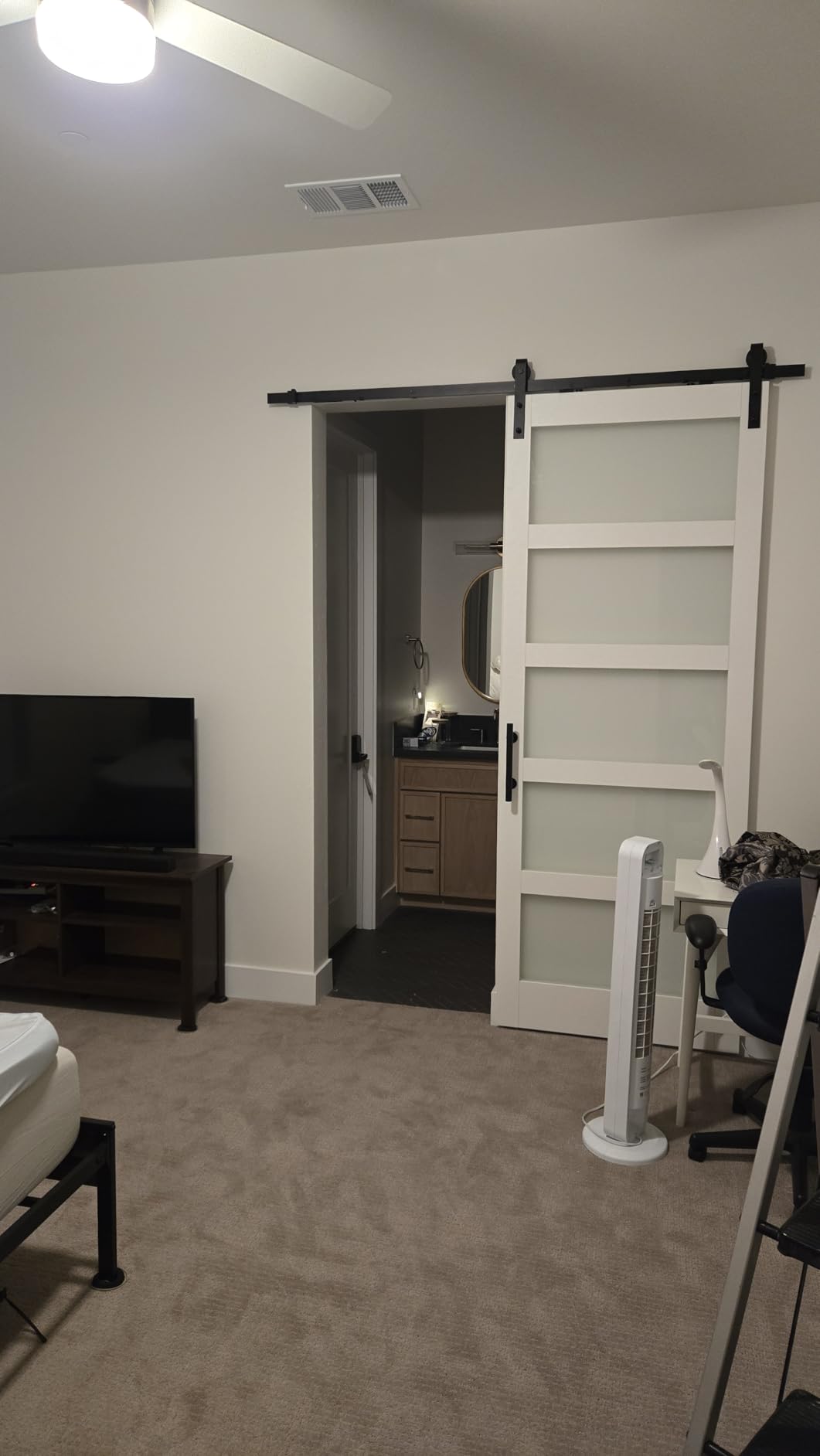 36x84 Inch Glass Sliding Barn Door Slab and 6.6ft Hardware Kit Included, 5 Frosted Glass, LVL Wood Panel Covered with White Water-Proof Scratch-Proof PVC Surface, Simple DIY Assembly customer photo 2