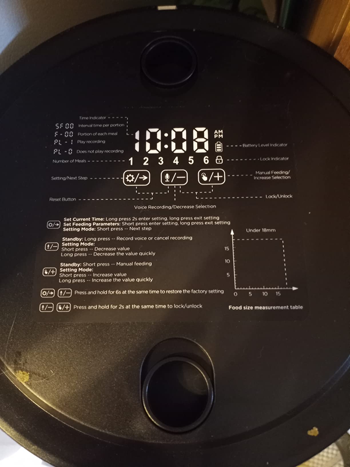 Petory Timed Automatic Cat Feeders - 4L Programable Dry Food Dispenser for Cats and Small Medium Dogs 6 Meals with Desiccant Bag Dual Power Supply customer photo 1