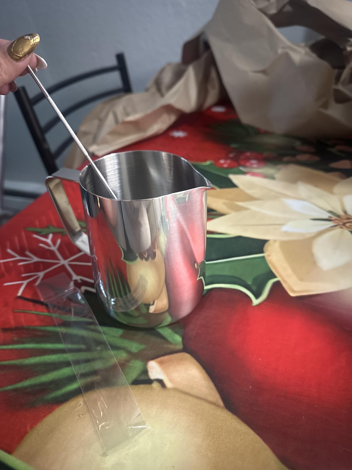 Stainless Steel Milk Frothing Pitcher 12 Oz, 350ml Latte Art Cup Espresso Machine Accessories, Steaming Jug for Cappuccino Coffee Milk Hot Chocolate Cups customer photo 2