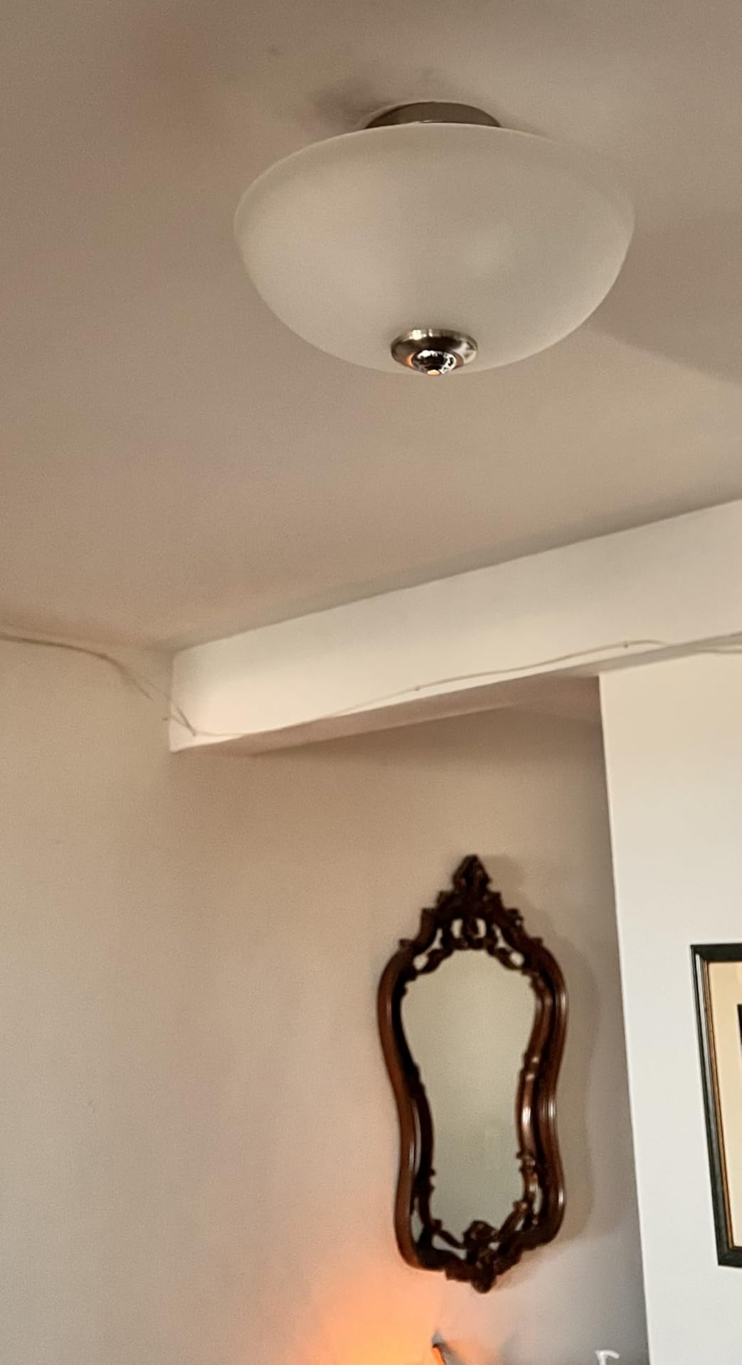 Globe Electric 2-Light Flush Mount Ceiling Light, Matte Brass Finish, White Linen Shade, E26 Base, Dimmable, Minimalist Home Lighting, 60998 customer photo 1