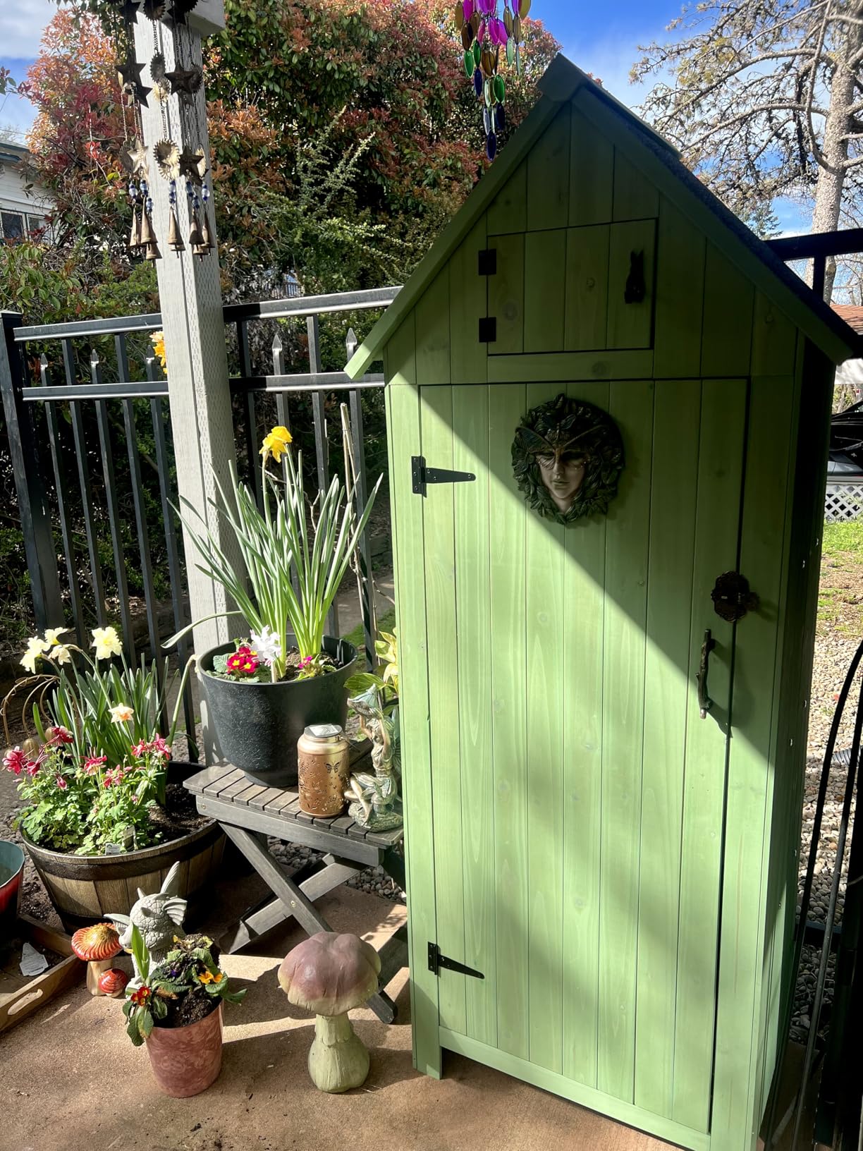 VINGLI Outdoor Wooden Storage Shed, Garden Shed Outside Tool Cabinet with Safety Latch, Patio Storage Organizer customer photo 1
