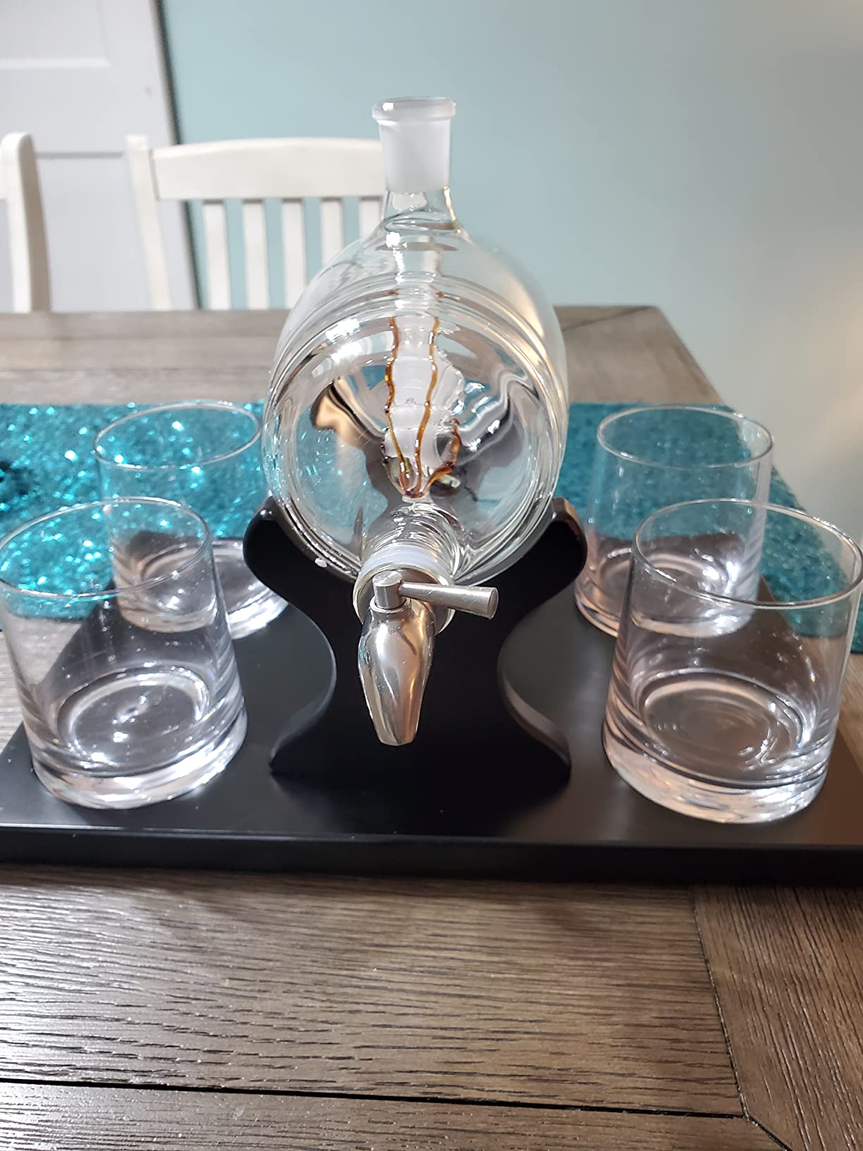 Bezrat Whiskey Decanter Barrel Set - 1000ml Liquor Dispenser - 4 Glasses - Ship in a Bottle Bar Gifts customer photo 2