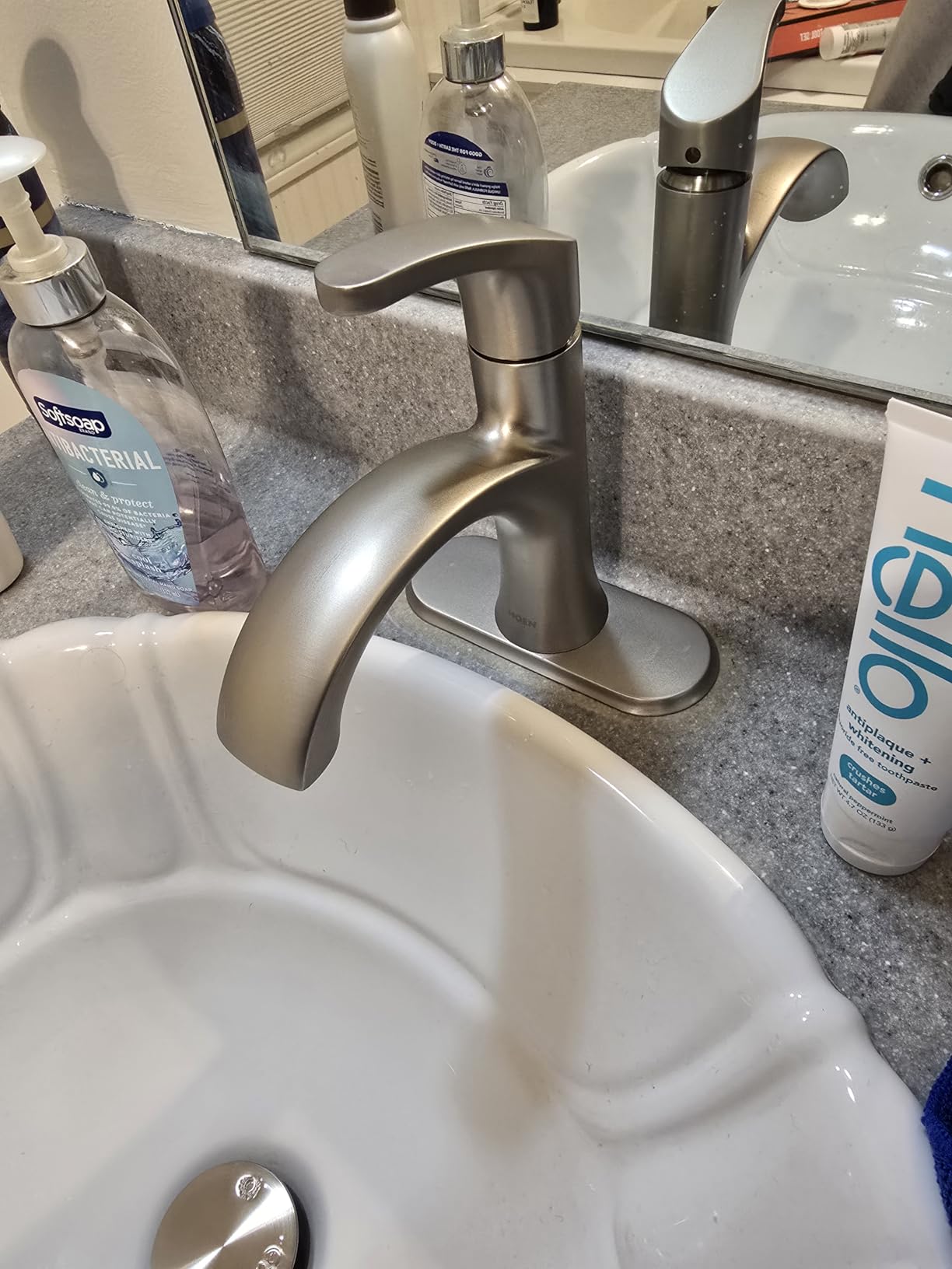 Moen Karis Black Matte One-Handle Single Hole Bathroom Sink Faucet with Optional Deckplate, 84346BL customer photo 1
