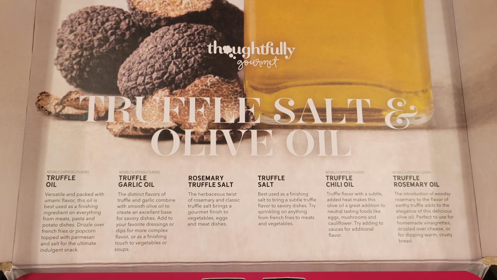 Thoughtfully Gourmet, Truffle Salt & Olive Oil Gift Set, Includes 4 Premium Extra Virgin Olive Oil, 2 Truffle Salts with Real Truffles, Set of 6 customer photo 2