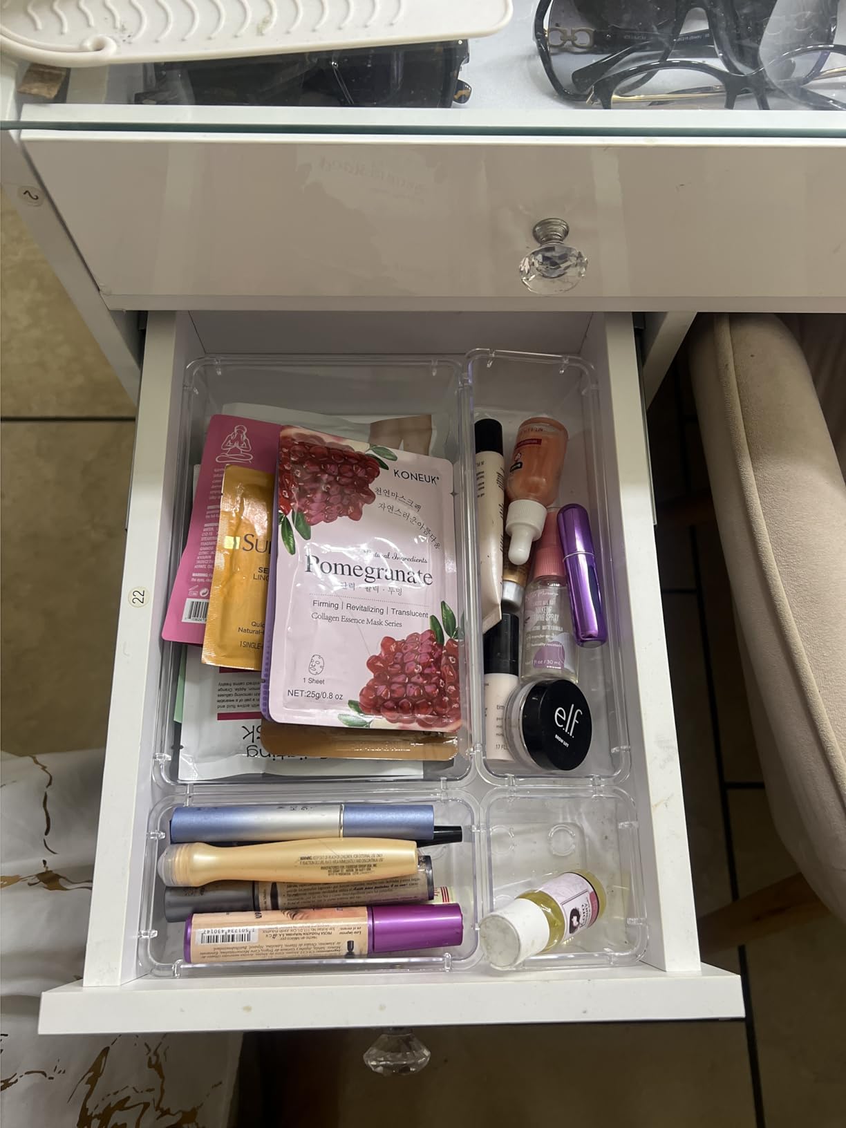 WOWBOX 25 PCS Clear Plastic Drawer Organizer Set, 4 Sizes Desk Drawer Divider Organizers and Storage Bins for Makeup, Jewelry, Gadgets for Kitchen, Bedroom, Bathroom, Office customer photo 1