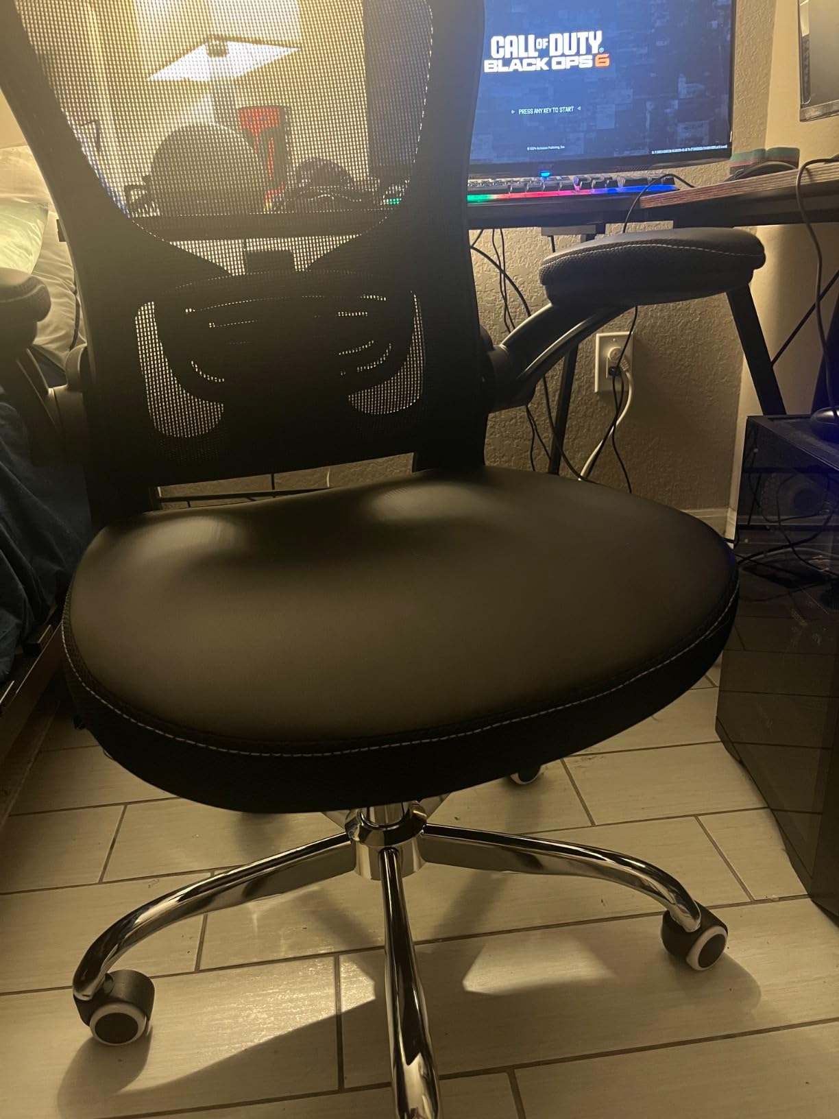 Office Chair, Mesh Ergonomic Desk Computer Chair with PU Leather Flip-up Armrest, Home Task Chair with Lumbar Support customer photo 1