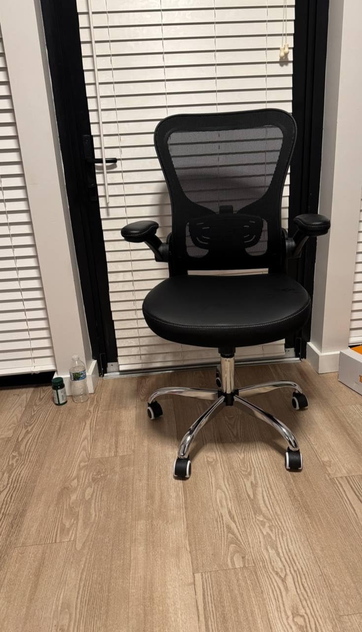 Office Chair, Mesh Ergonomic Desk Computer Chair with PU Leather Flip-up Armrest, Home Task Chair with Lumbar Support customer photo 2