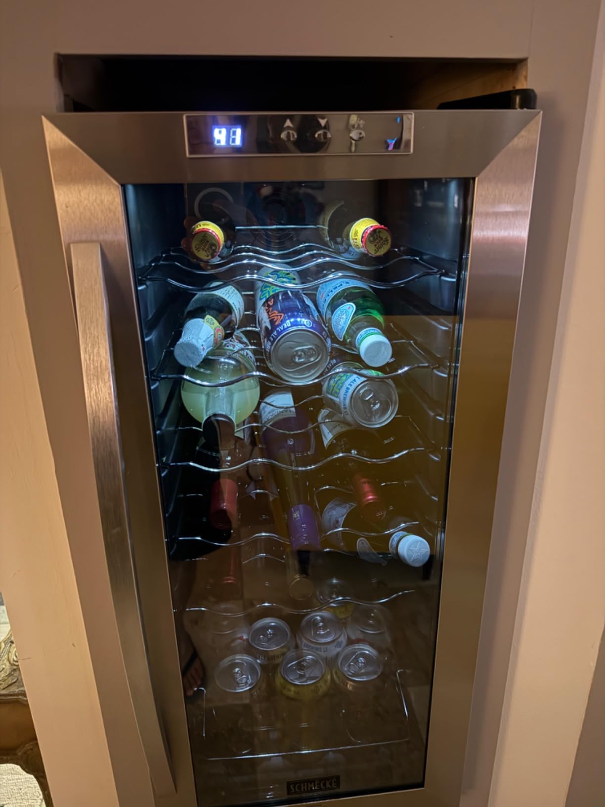 SCHMÉCKÉ 28 Bottle Compressor Wine Cooler Refrigerator w/Lock - Large Freestanding Wine Cellar For Red, White, Champagne or Sparkling Wine - 41f-64f Digital Temperature Control Fridge Stainless Steel customer photo 2