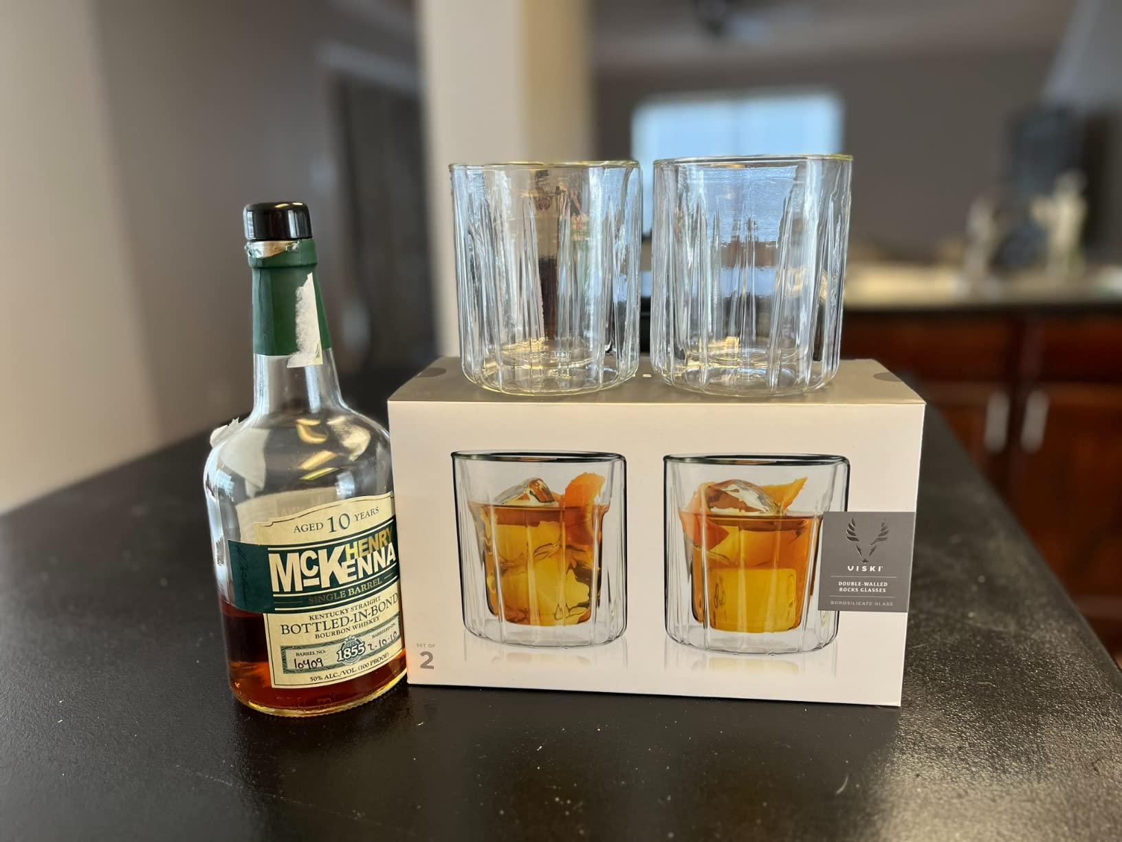 Viski Double Walled Rocks Glasses - Insulated Whiskey Tumblers with Cut Crystal Design - Dishwasher Safe 10.5oz Set of 2 customer photo 2