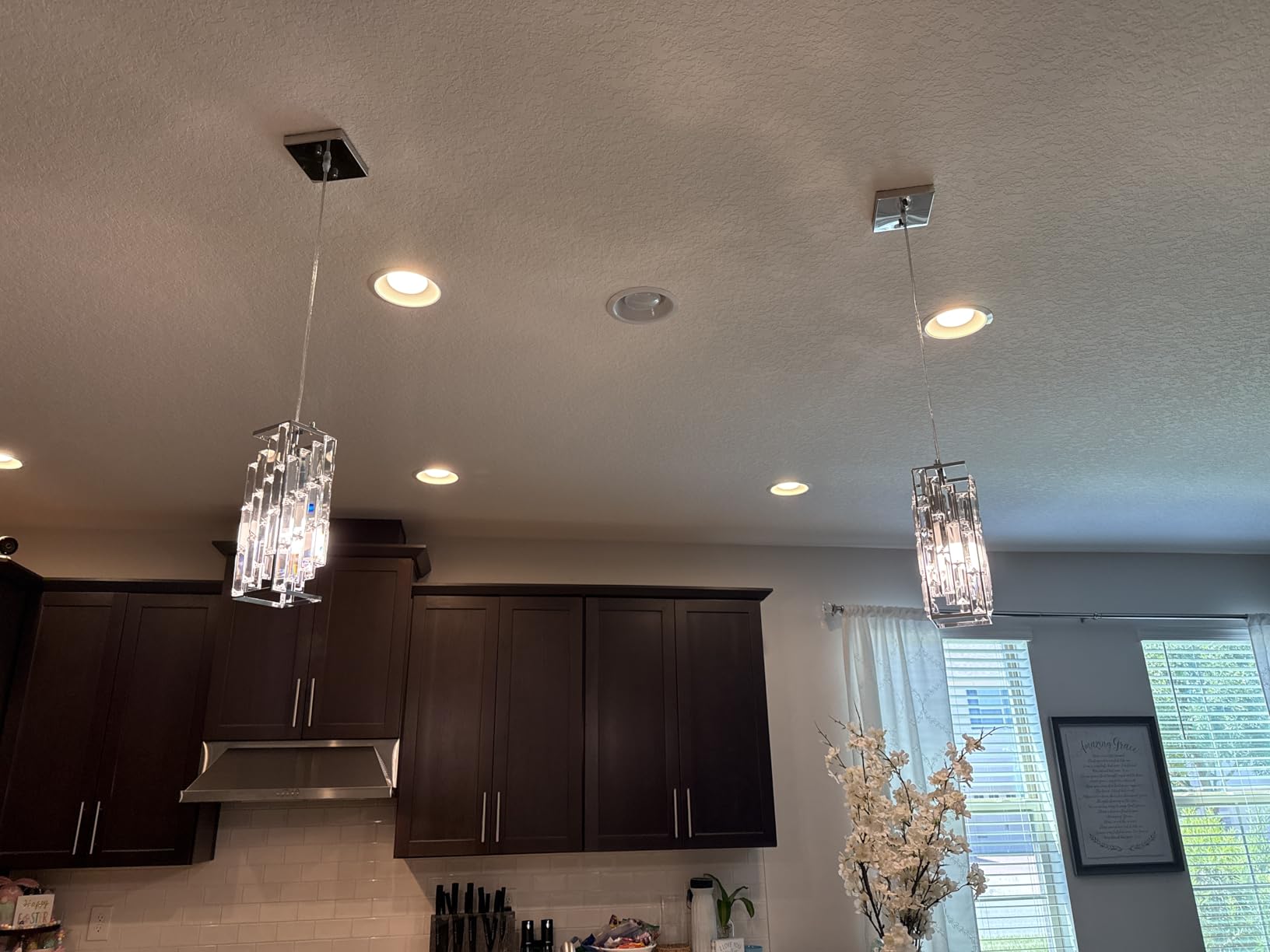 Black Pendant Lighting Modern Pendant Light, Mini Crystal Chandeliers, Adjustable Pendant Light Fixture for Kitchen Island Dinning Room Bedroom (3 Pack) customer photo 1