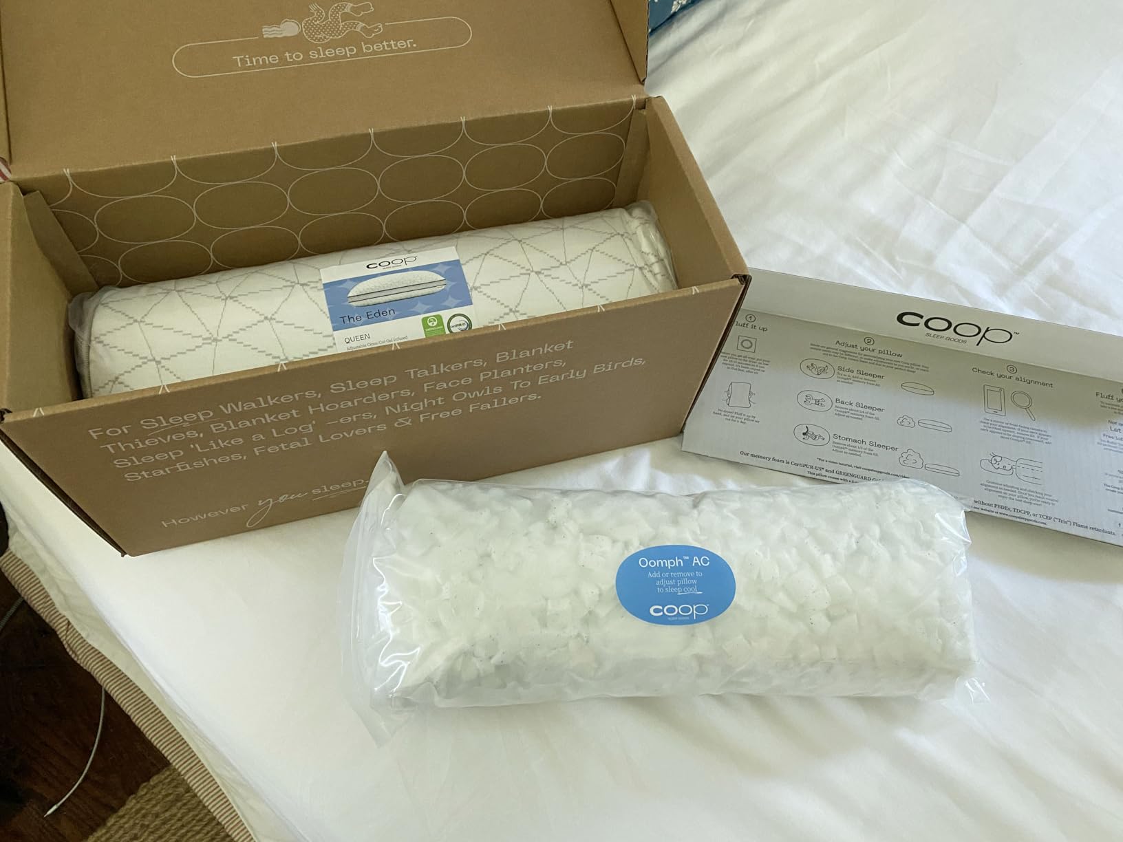 Coop Home Goods Cool+ Adjustable Pillow, Queen Size Plus Shaped Memory Foam Pillows with Cooling Gel customer photo 2