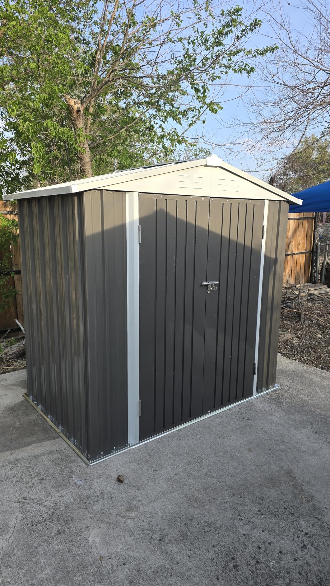 Patiowell 6x4 FT Outdoor Storage Shed, Garden Tool Storage Shed with Sloping Roof and Double Lockable Door, Outdoor Shed for Garden Backyard Patio Lawn, Brown customer photo 1