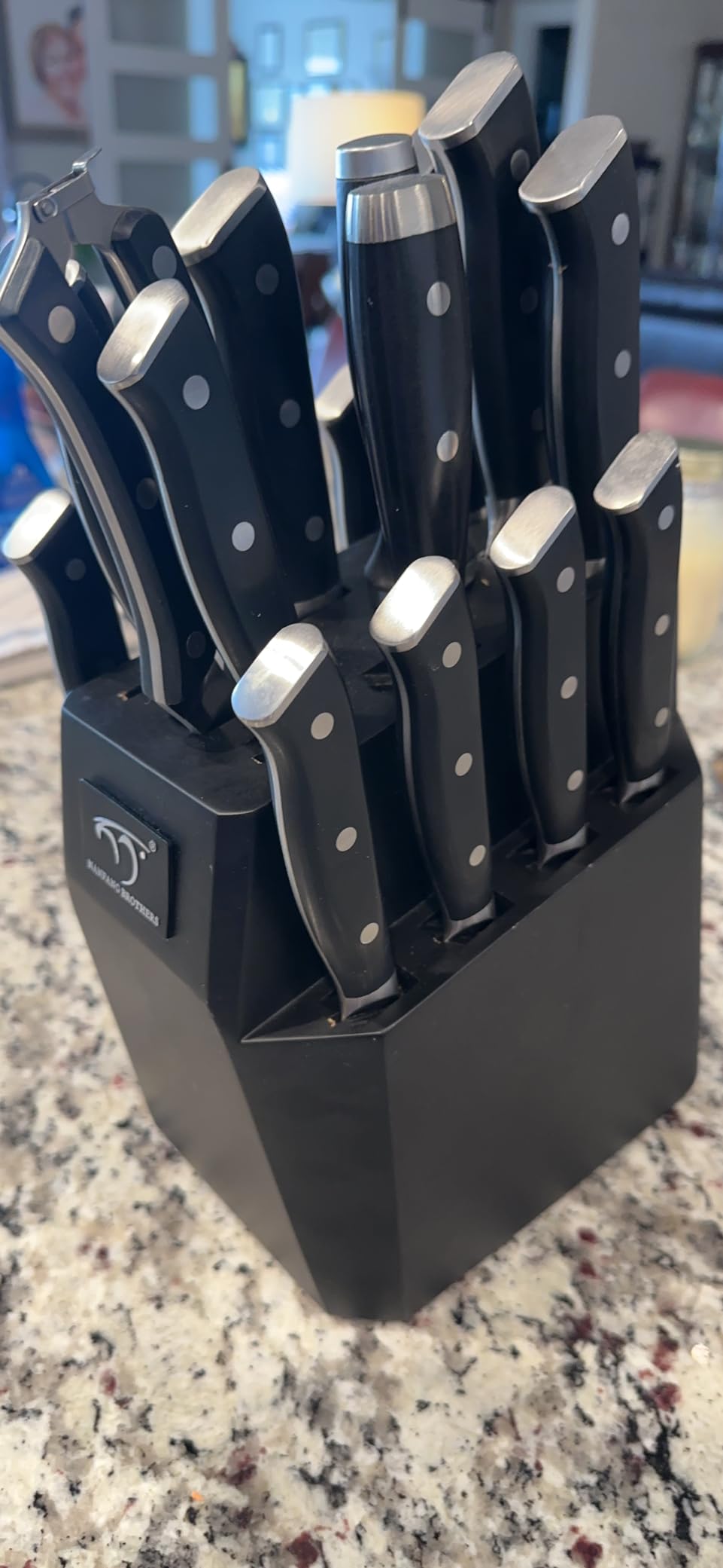 NANFANG BROTHERS 18-Piece Damascus Kitchen Knife Sets, 67-layer Japanese Damascus Steel Heat-Treated and Forged, ABS Ergonomic Handle, Ultra Sharp Chef Knife Block Set with Sharpener customer photo 1