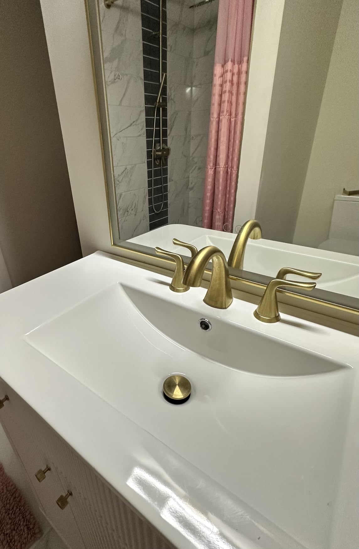 Pfister Willa Bathroom Sink Faucet 8 in Widespread 2-Handle 3-Hole Matte Black Finish NSF Certified Spot Defense Push & Seal Drain TiteSeal Installation LF049MALSDB customer photo 1