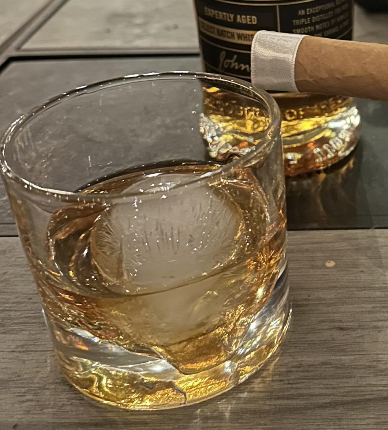 LIITON Mount Fuji Heavy Crystal Whiskey Glasses Gift Set of 2, Thick Freezable Bourbon Glass 1lb Each, Premium Whiskey Gifts for Men, Frozen Crystal Chills Cocktails, 10 oz customer photo 1