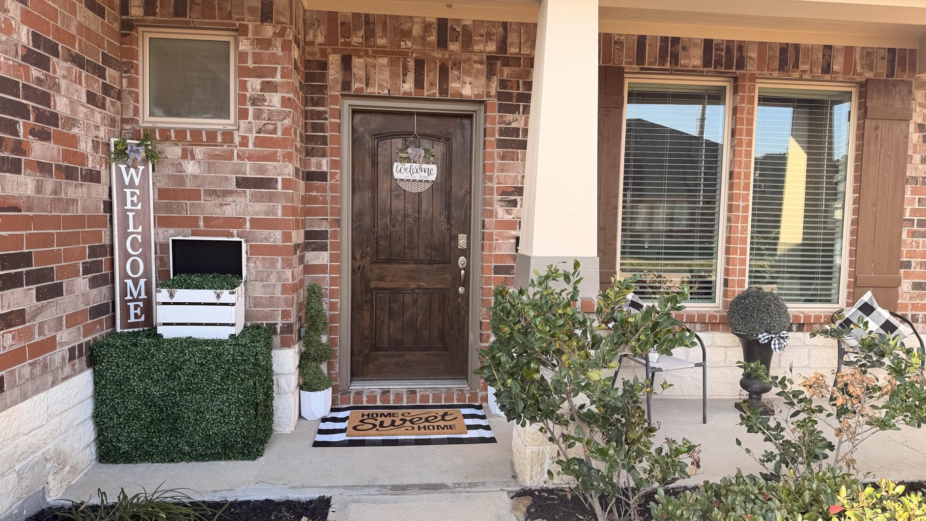 Home Sweet Home Doormat Set, 2-Piece Layered Front Porch Mat Combo, Natural Coir Welcome Mat with Black and White Buffalo Plaid Rug, Farmhouse Outdoor Entryway Decor for Porch, Patio, Home customer photo 1