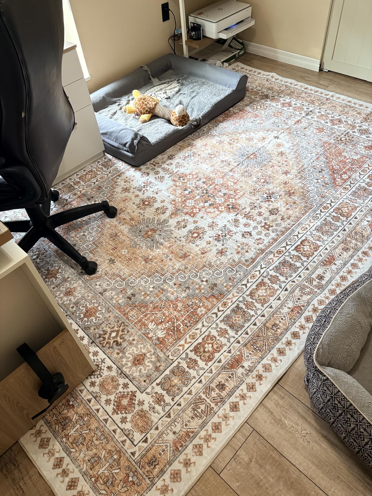 zesthome 8x10 Area Rugs for Living Room, Non-Slip Backing Washable Rugs, Vintage Large Area Rug, Stain Resistant Home Decor Rug (Orange, 8'x10') customer photo 2