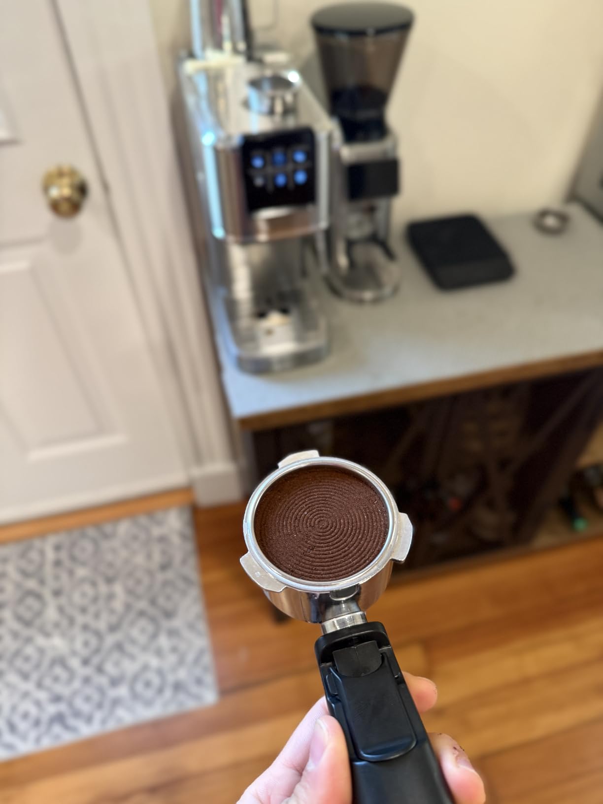 V5 Espresso Tamper, 58.3MM 2 Spring-loaded Calibrated Tamper with Stainless Steel Ripple Base, Walnut Wooden-Handle Tamper Compatible with Gaggia series Espresso Machine Portafilter and 58mm E61 Group customer photo 1