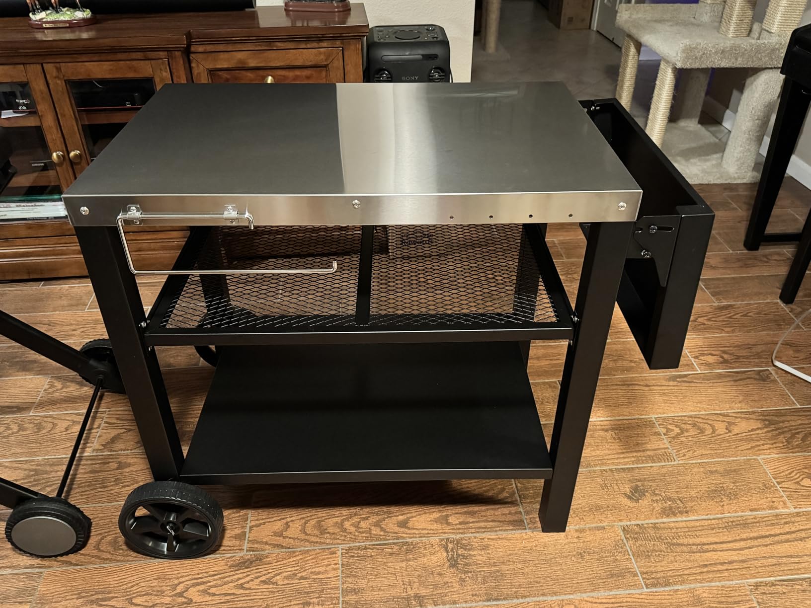 Pizza Oven Table with Topping Station, Outdoor Pizza Oven Cart, Grill Table for Outside, Grill Cart, Food Prep Work cart Fits for Ninja Woodfire Grill, Blackstone Griddle,Tabletop Grill customer photo 1