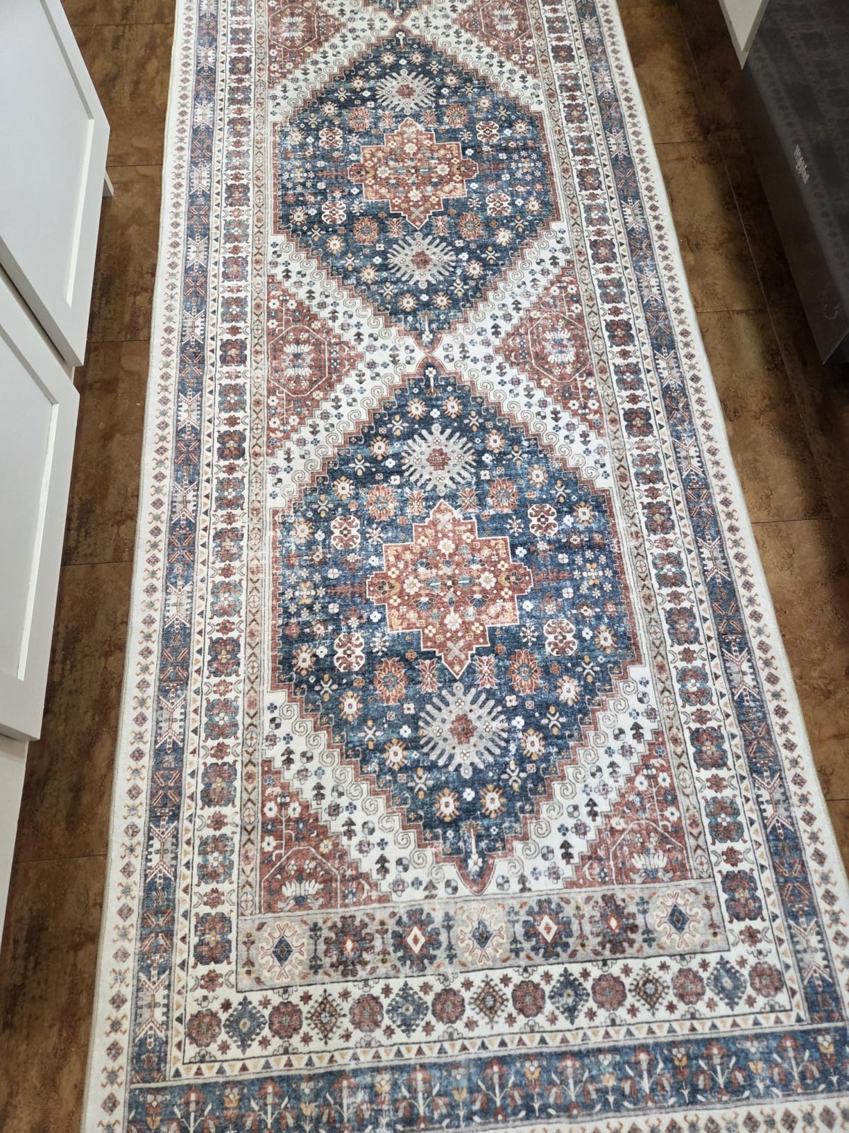 Madane Runner Rug 2x8, Washable Hallway Runner Rugs, Non-Slip Low-Pile Soft Kitchen Rug Runner Laundry Room Rug, Vintage Throw Entry Foyer Mat for Entrance Living Room (Turmeric/Grey, 2 x 8) customer photo 1