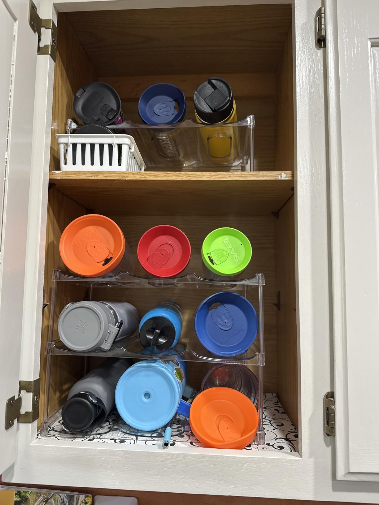 LARGER Compartment - Stackable Water Bottle Organizer Holder - for Stanley & Others' Large Tumbler - Clear Wine Rack, Cup Bottle Holder for Cabinet Home Countertop Fridge Pantry Shelf, 4 Tier Hold 12 customer photo 2