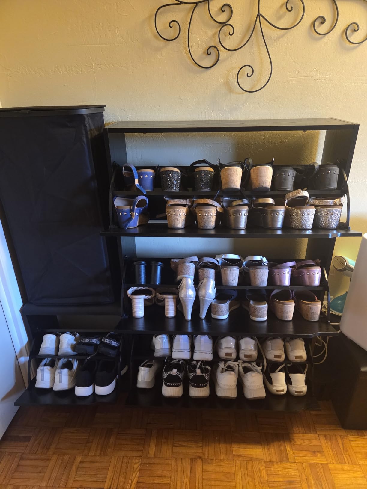 BORNOON Shoe Cabinet with 3 Flip Drawers, Hidden Wood Shoe Cabinet, Freestanding Shoe Storage Cabinet for Entryway Hallway, White customer photo 1