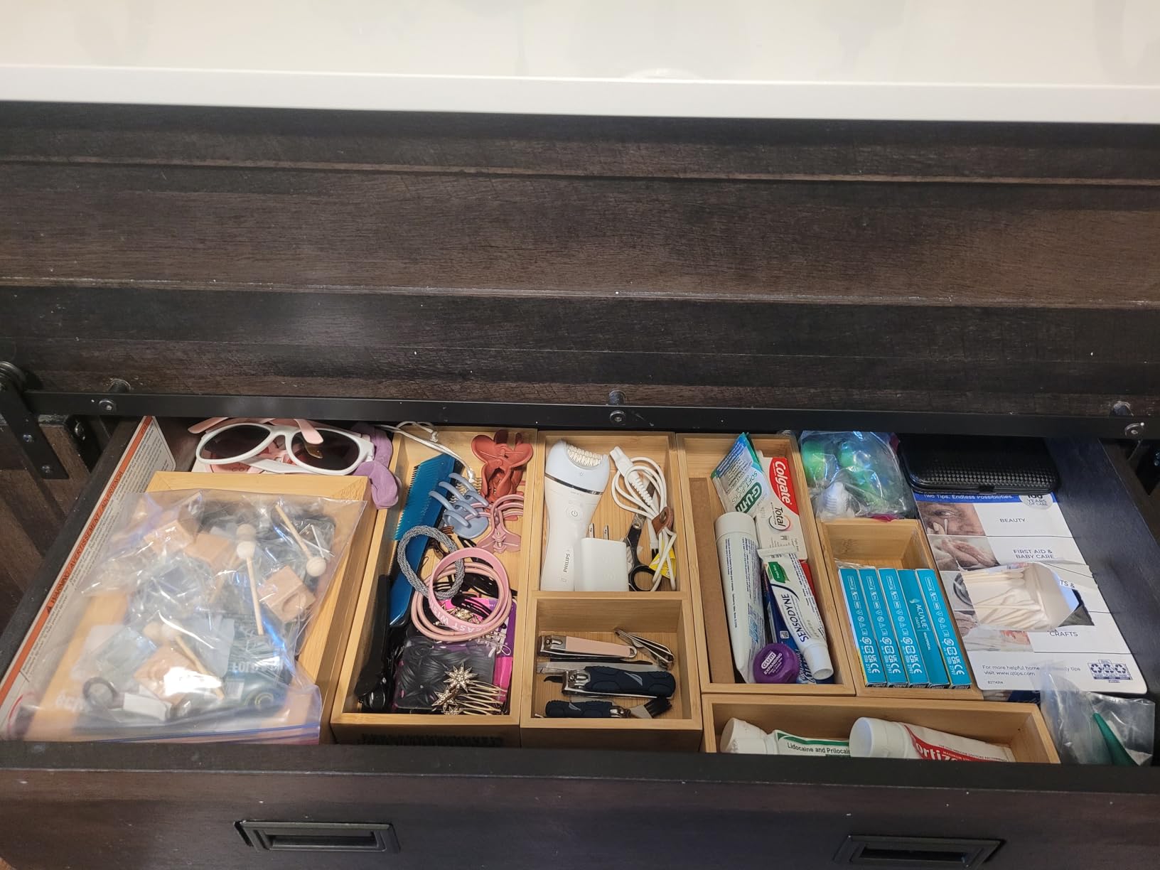 Bamboo Drawer Organizer Set, 5 PCS Multi-Use Individual Wood Storage Organizers, Junk Drawer Divider and Storage Trays Containers for Kitchen, Bathroom, Office Desk, Makeup, Jewelry, Utensils customer photo 2