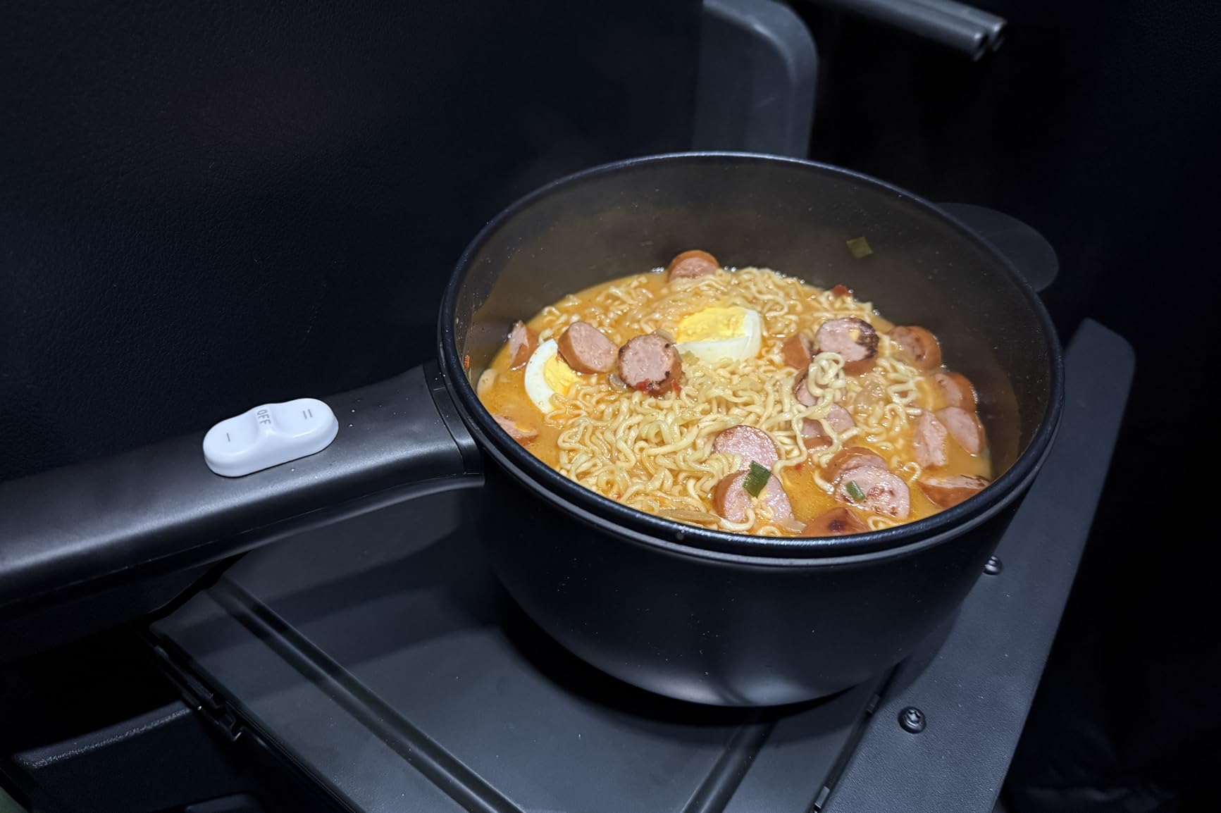 Dezin Hot Pot Electric, 2L Non-Stick Sauté Pan, Rapid Noodles Cooker, Mini Portable Pot for Steak, Egg, Fried Rice, Ramen, Oatmeal, Soup with Power Adjustment & Spatula, College Dorm Room Essential customer photo 2