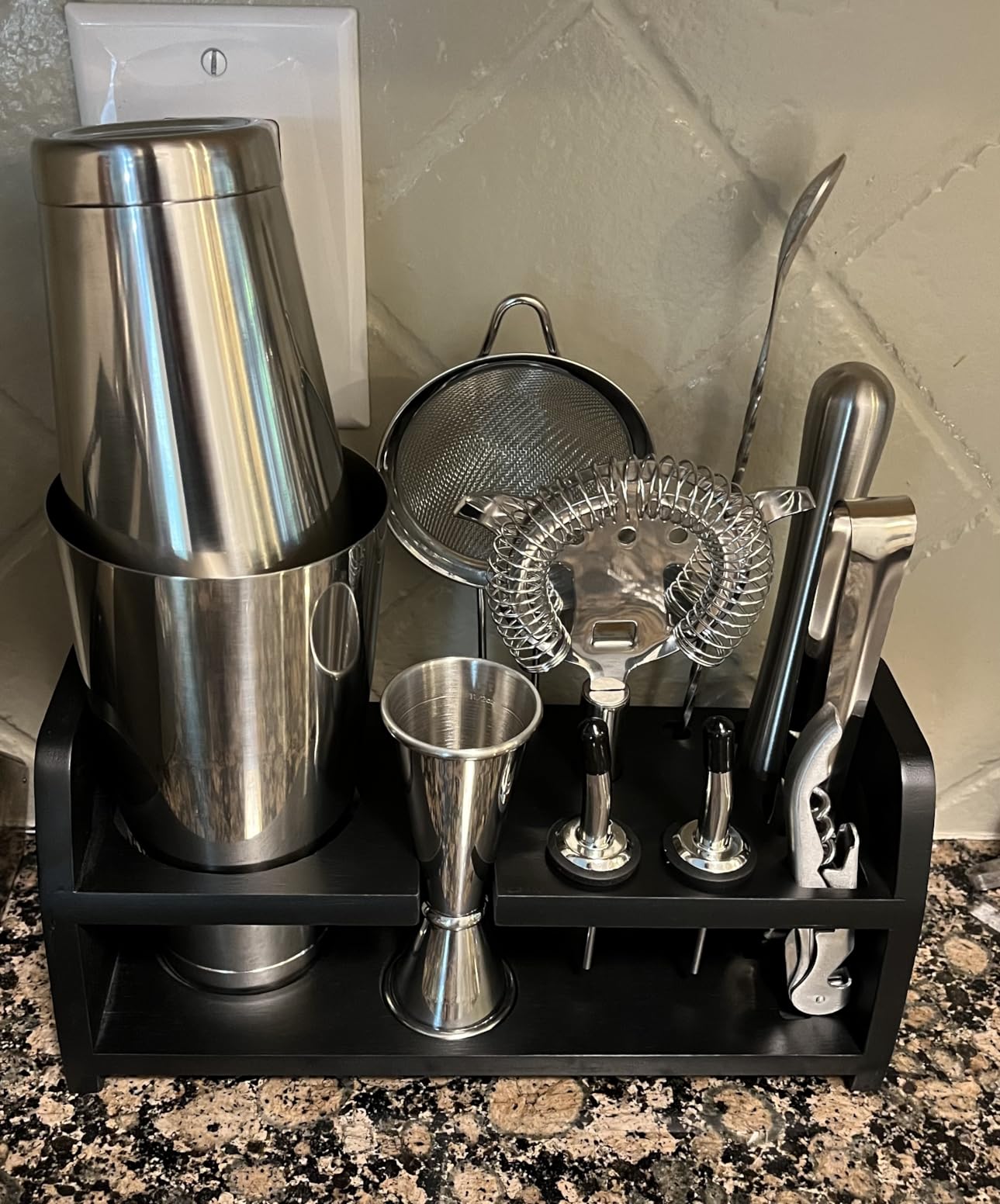 Semderm Boston Shaker Set, Weighted Cocktail Shaker & Mixology Bartender Kit - Heavy Duty 18/8 Stainless Steel Tins with Black Bamboo Stand customer photo 2