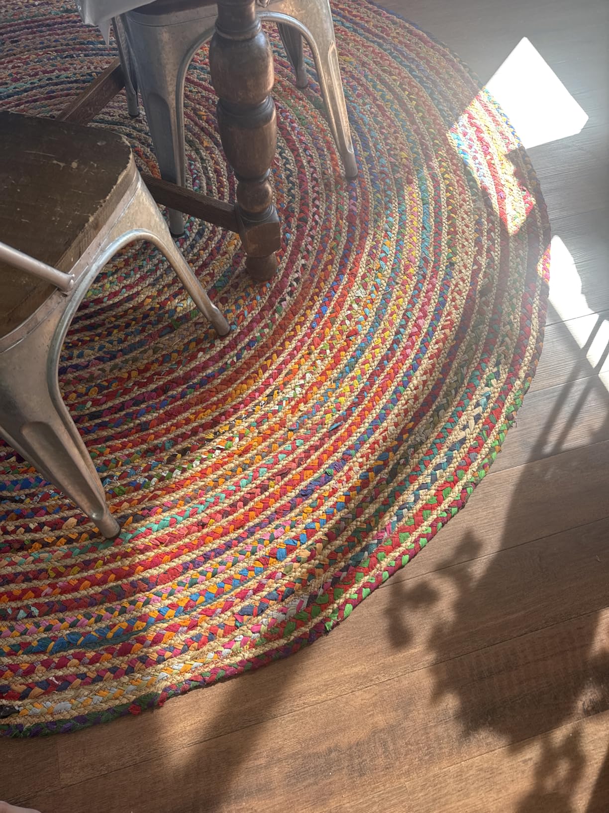 Hausattire Hand Woven Jute Braided Rug, 5' Round - Natural, Reversible Boho Entry Area Rugs for Kitchen, Living Room, Farmhouse Decorative Floor Rug customer photo 1